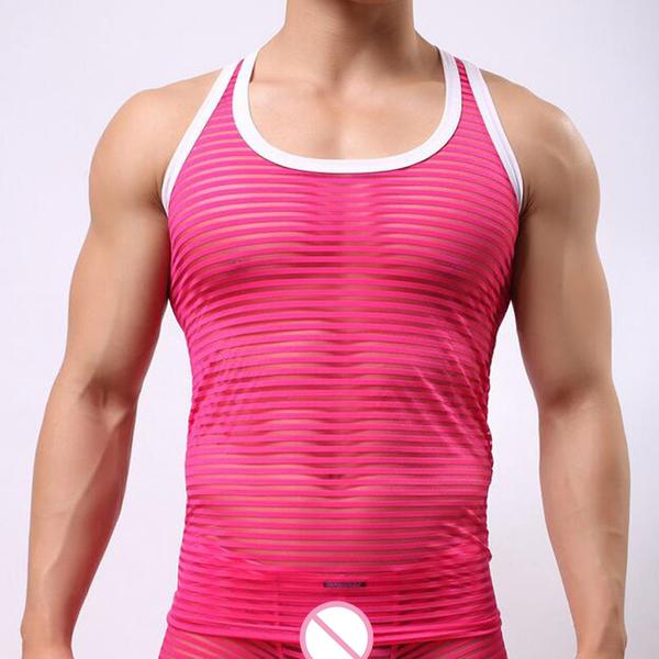 Men's Striped Sheer Tank Top
