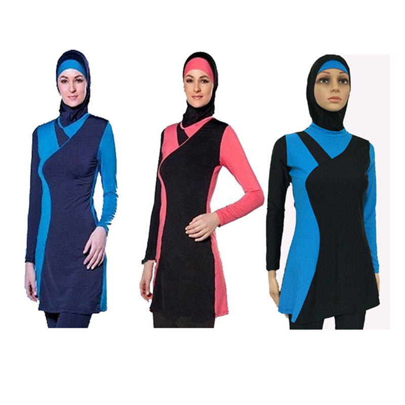 Conservative Swimwear Sunscreen Swim Long Sleeves Hijab Swimsuit- Women