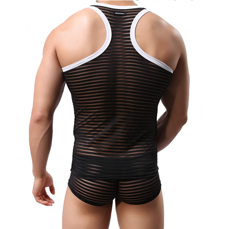 Men's Striped Sheer Tank Top
